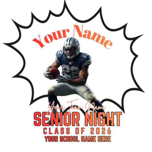 Senior Night 2026 rap tee template by PRINTED EVERYTHING DTF STUDIO, featuring a customizable football shirt design for DIY projects.