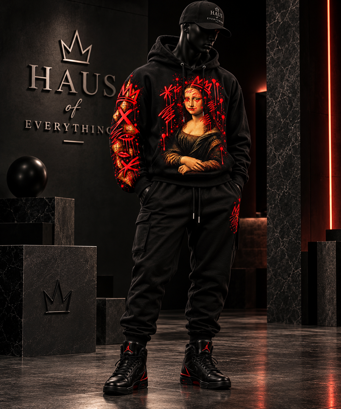 Classic Black — Mona Lisa Graffiti Jogger Set