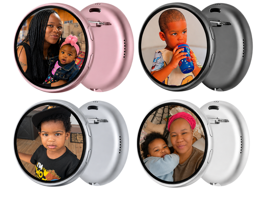 Personalized 2.08-inch smart digital E-Badge with custom design, featuring a sleek electronic display by PRINTED EVERYTHING DTF STUDIO