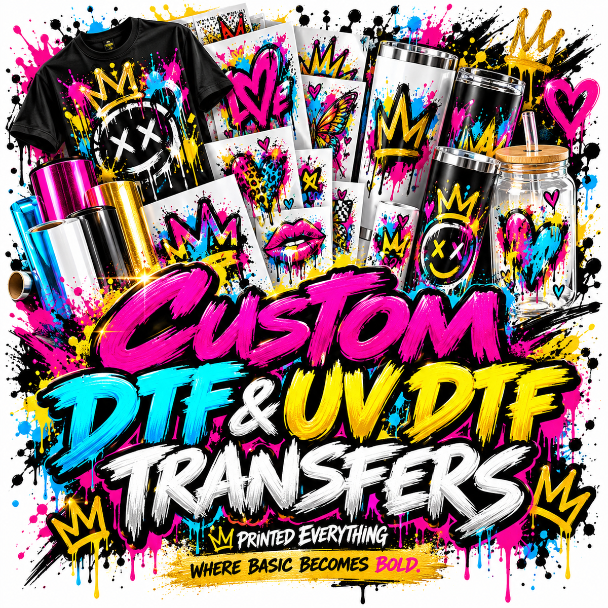 Custom DTF & UV DTF Transfers | Printed Everything