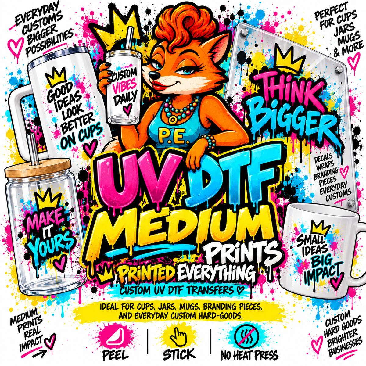 MEDIUM CUSTOM UV DTF PRINTS
