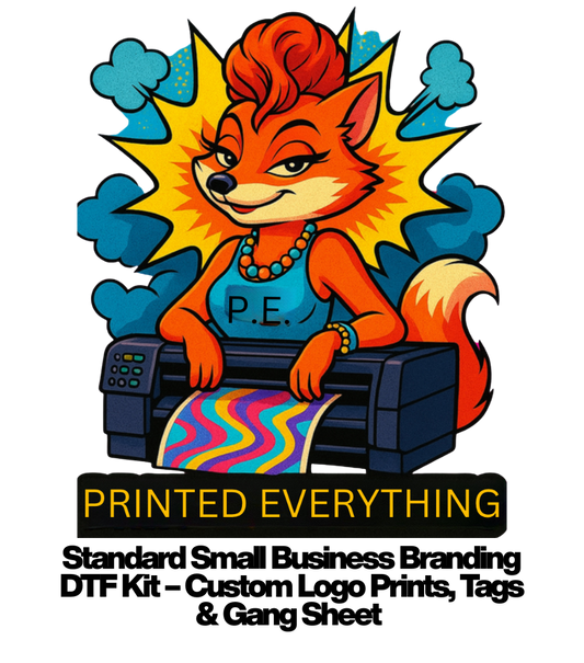 Standard Small Business Branding DTF Kit – Custom Logo Prints, Tags & Gang Sheet | Printed Everything