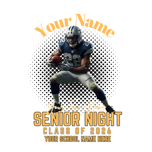 Senior Night 2026 Rap Tee Template | Canva DIY Football Shirt Design