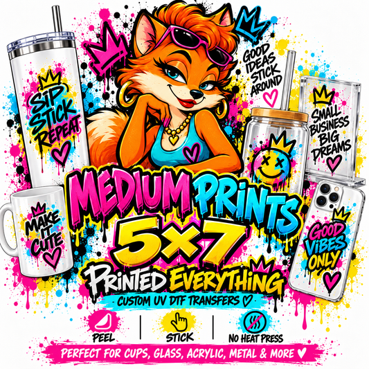 5x7 UTV DTF transfer from PRINTED EVERYTHING DTF STUDIO showing vibrant design on white background