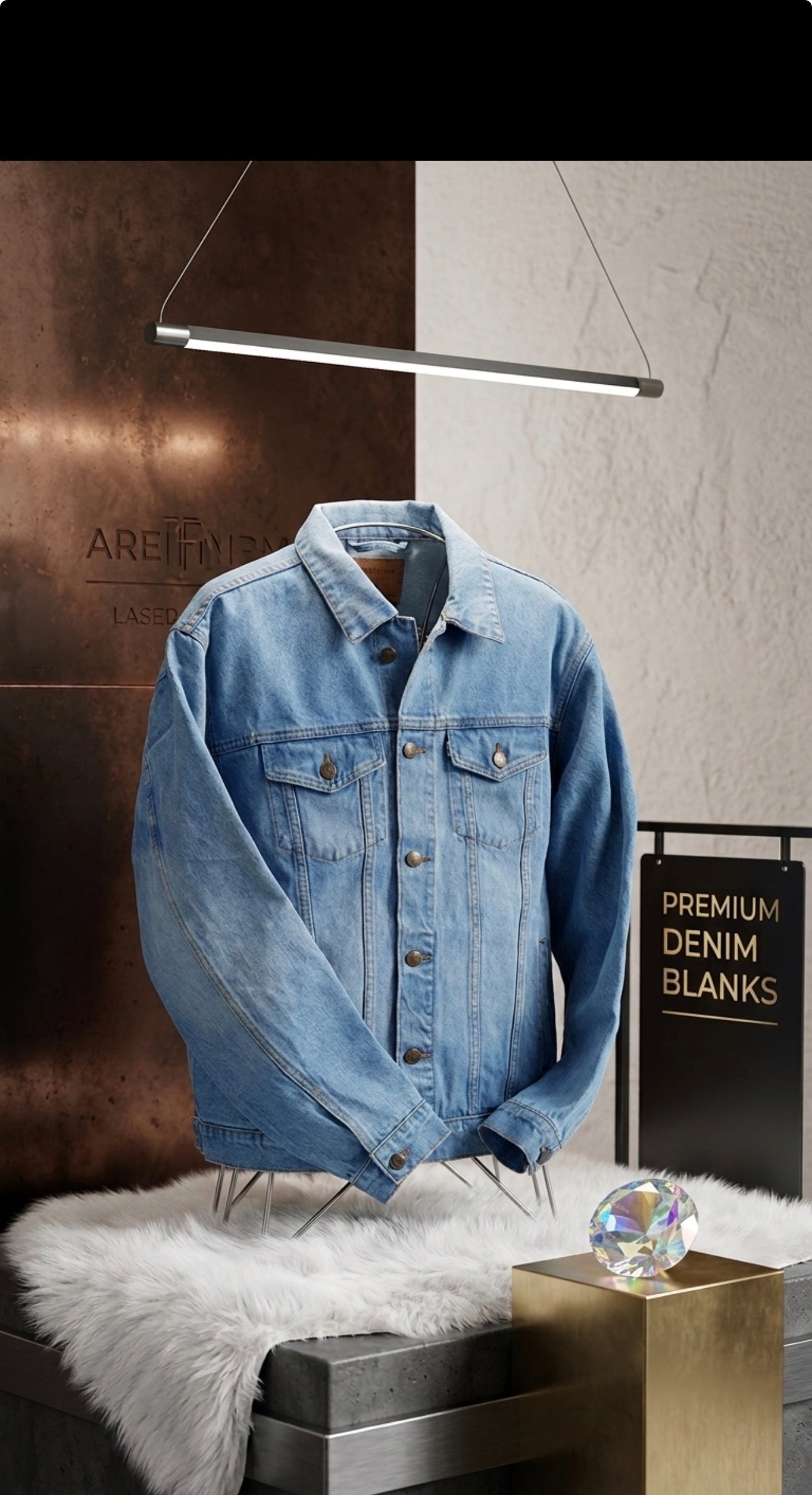 Unisex Light Blue Denim Jacket – 100% Cotton Blank Classic Streetwear Jean Jacket