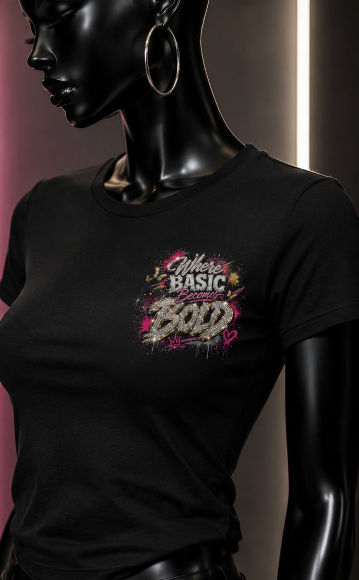 Where Basic Becomes Bold™ Bling Graphic Statement T-Shirt  WHERE BASIC BECOMES BOLD. ✨