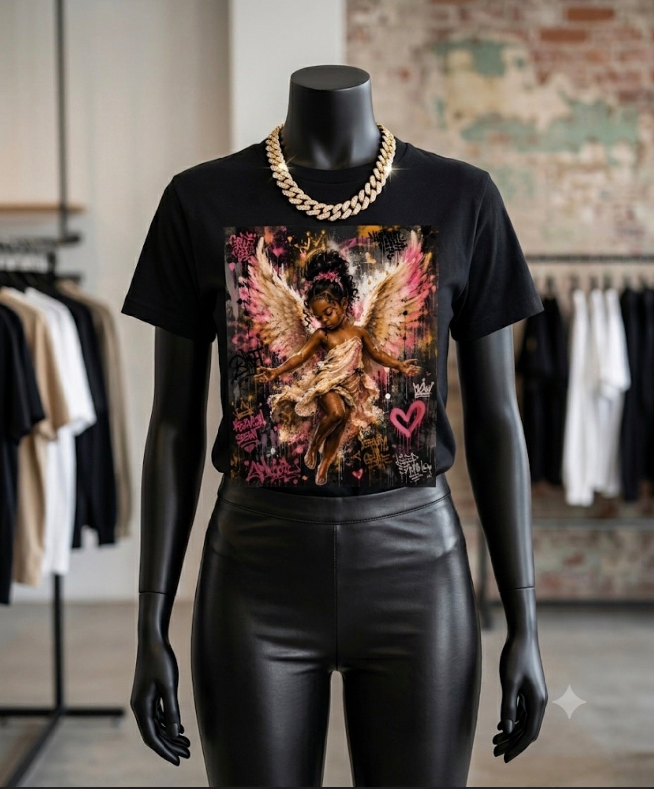 Melanated Cherub Angel Graphic T-Shirt | Vintage Streetwear Tee