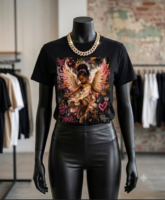 Melanated Cherub Angel Graphic T-Shirt | Vintage Streetwear Tee