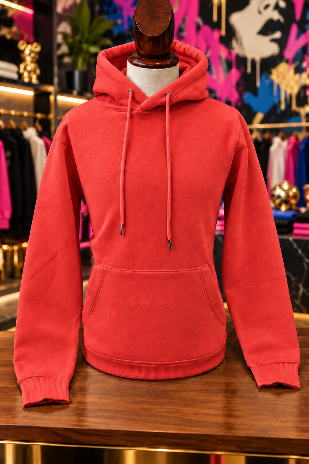 Custom Haus of Everything hoodie with front and back designs, showcasing unique styling and specialty options.