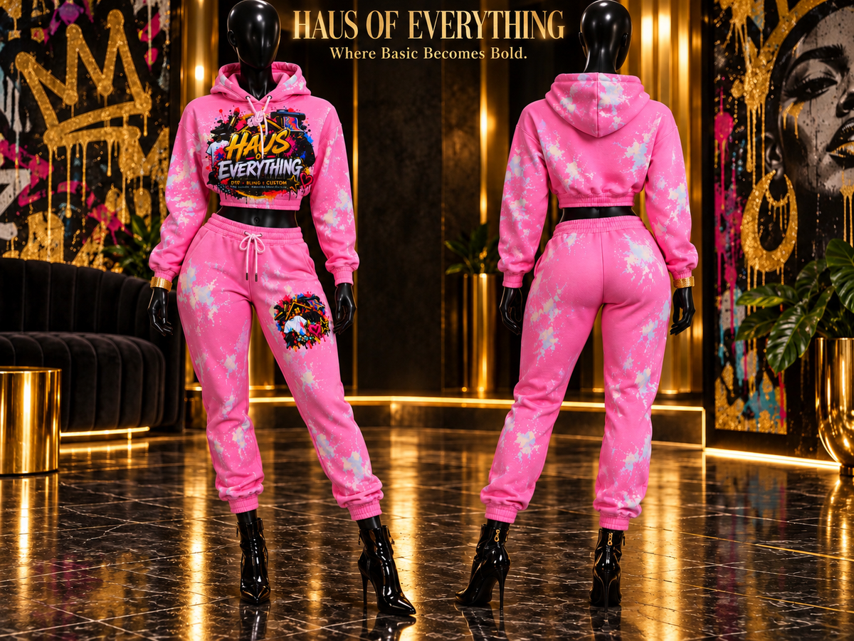 Pink Distressed Logo Jogger Set