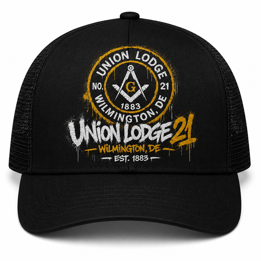 Union Lodge 21 Wilmington DE Mesh Trucker Hat | Masonic Lodge Cap