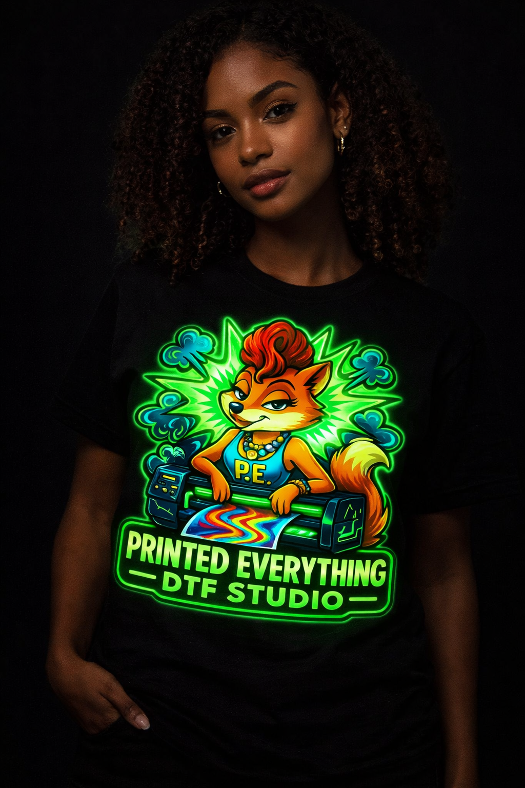Glow In The Dark Printed Everything DTF Tshirt