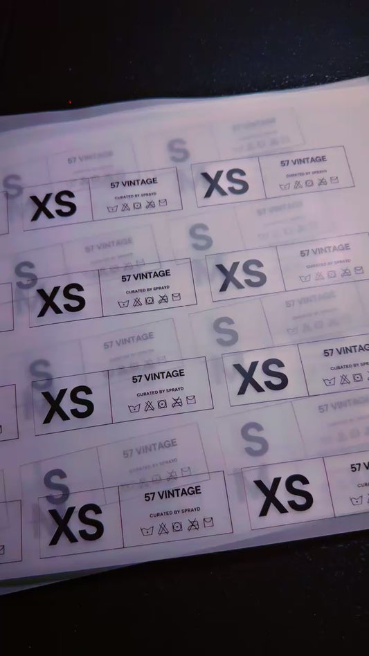 Premium DTF Clothing Tag Set XS–6X – 150 Custom Brand Labels